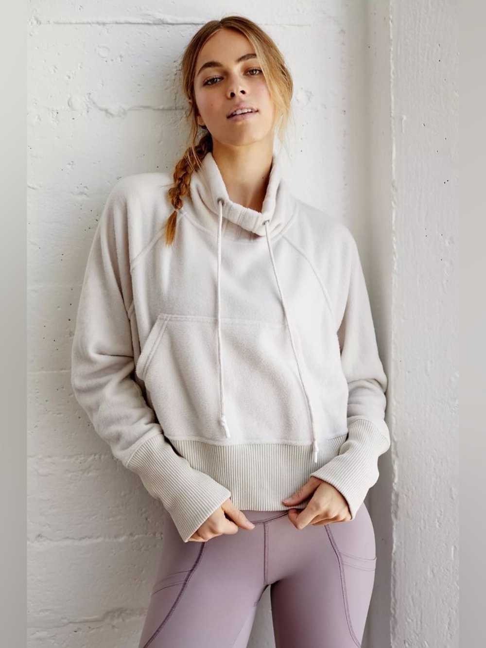 Free People Movement Westlake Cream Sherpa Oversized Boxy Pullover Sweatshirt